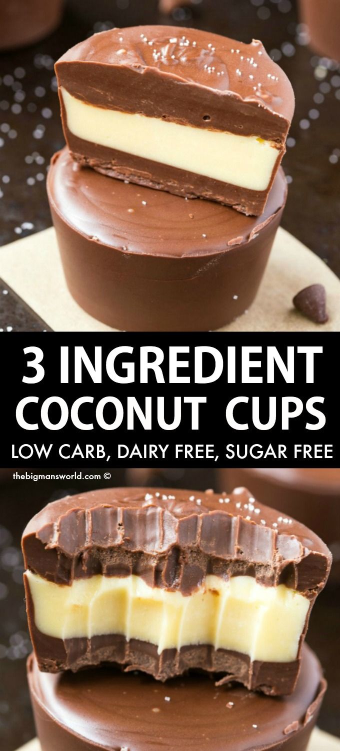 two pieces of chocolate and vanilla ice cream on top of each other with the words keto chocolate coconut cups