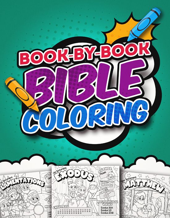 the book by book bible coloring is shown in three different colors and styles, with an image