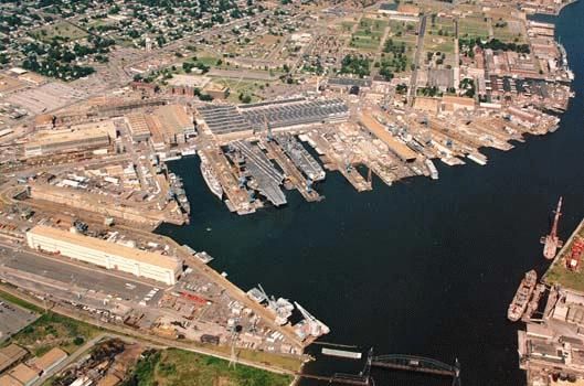 an aerial view of a city and harbor