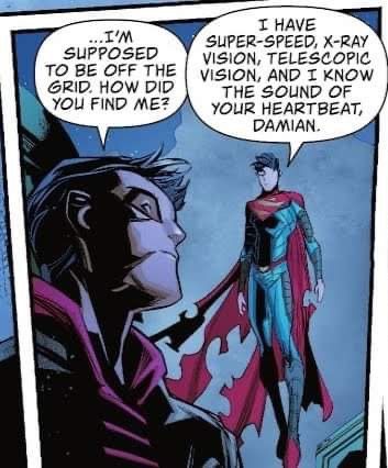 a comic book page with an image of a man in a superman suit and the caption says, i'm supposed to be off the vision,