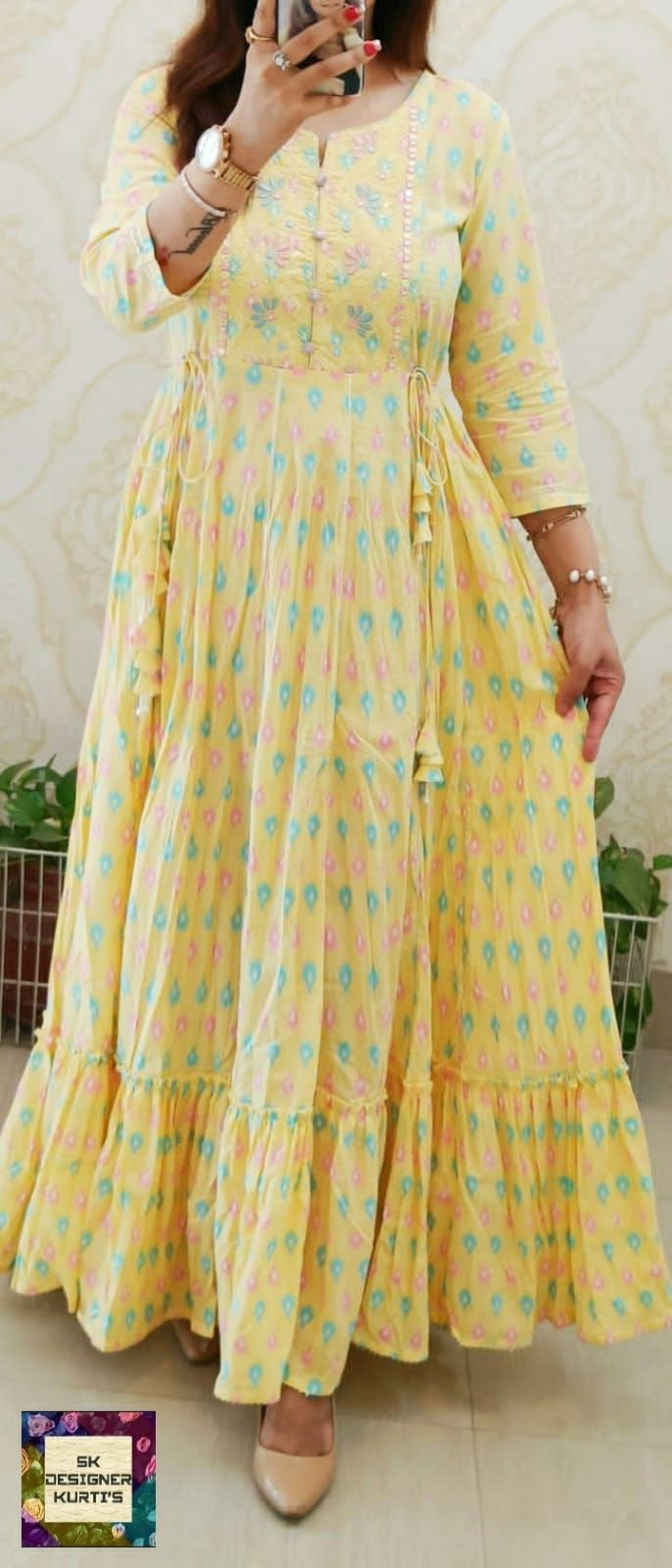 Girls Long Frocks Design Latest, Cotton Gowns Indian, Frock Neck Designs For Girl, Kurti Frock Designs Latest, Long Kurti Designs Unique Cotton, Frocks Suit For Women, Maternity Frocks Indian, Cotton Gown Designs Latest, Flair Churidar Designs