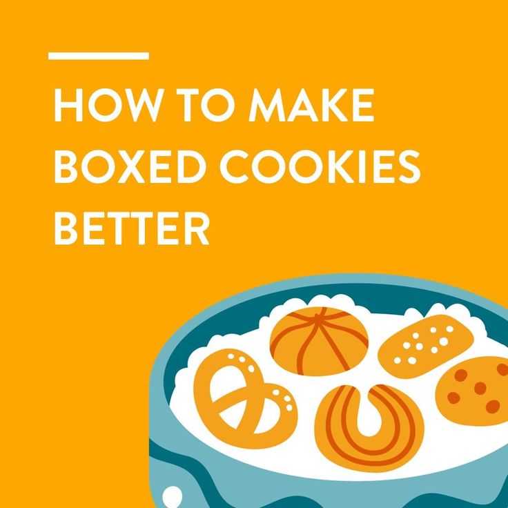 a bowl filled with cookies on top of a yellow background and the words how to make boxed cookies better