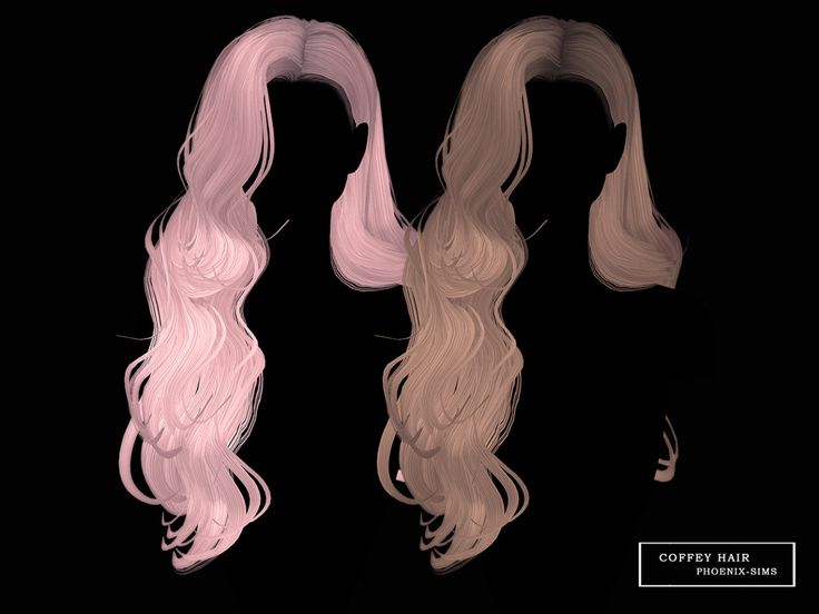 two long blonde wigs are shown in three different colors, one is pink and the other is white