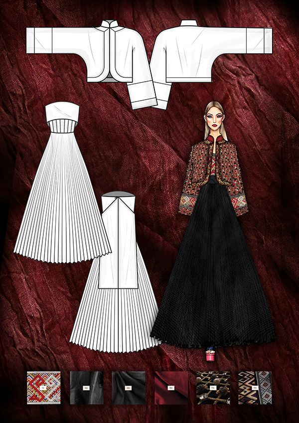 the paper doll is wearing a black and white dress with pleated details on it