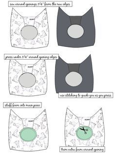 the instructions for how to make an origami cat mask with different shapes and sizes