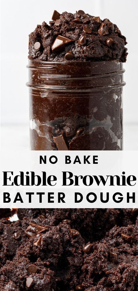 no bake edible brownie batter in a jar