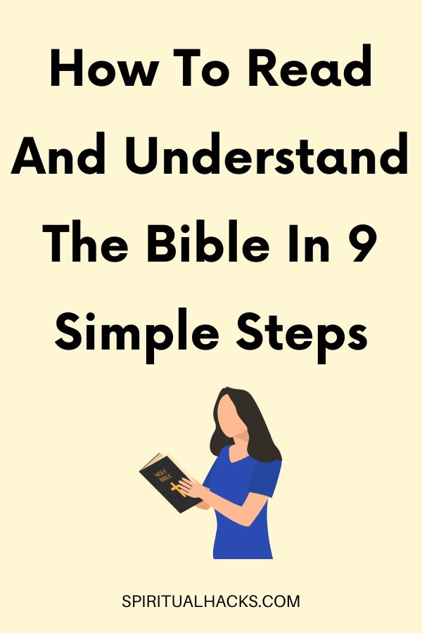 a woman reading a book with the title how to read and understand the bible in 9 simple