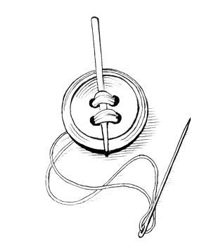 a drawing of a needle and thread on a white background with the words knitting written below it