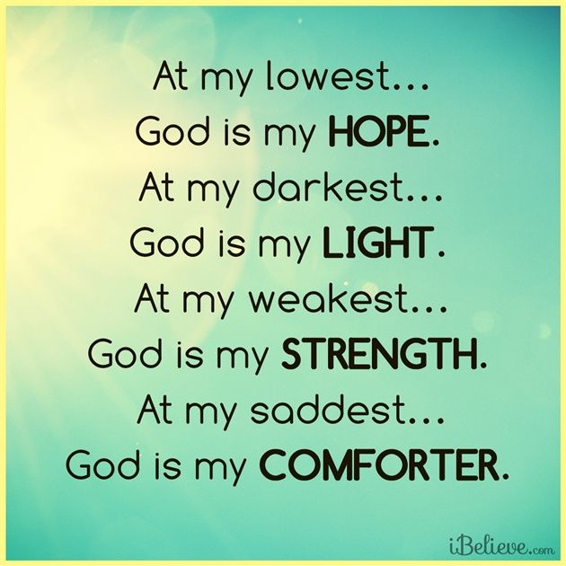 an image of the words god is my comforter written in black on a teal background