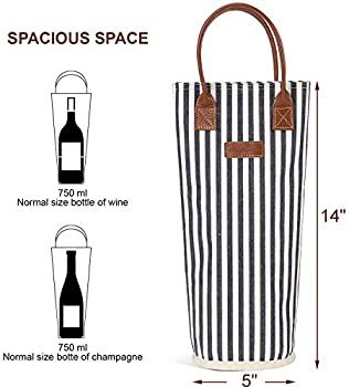 an image of a wine tote bag with the measurements for it and its contents