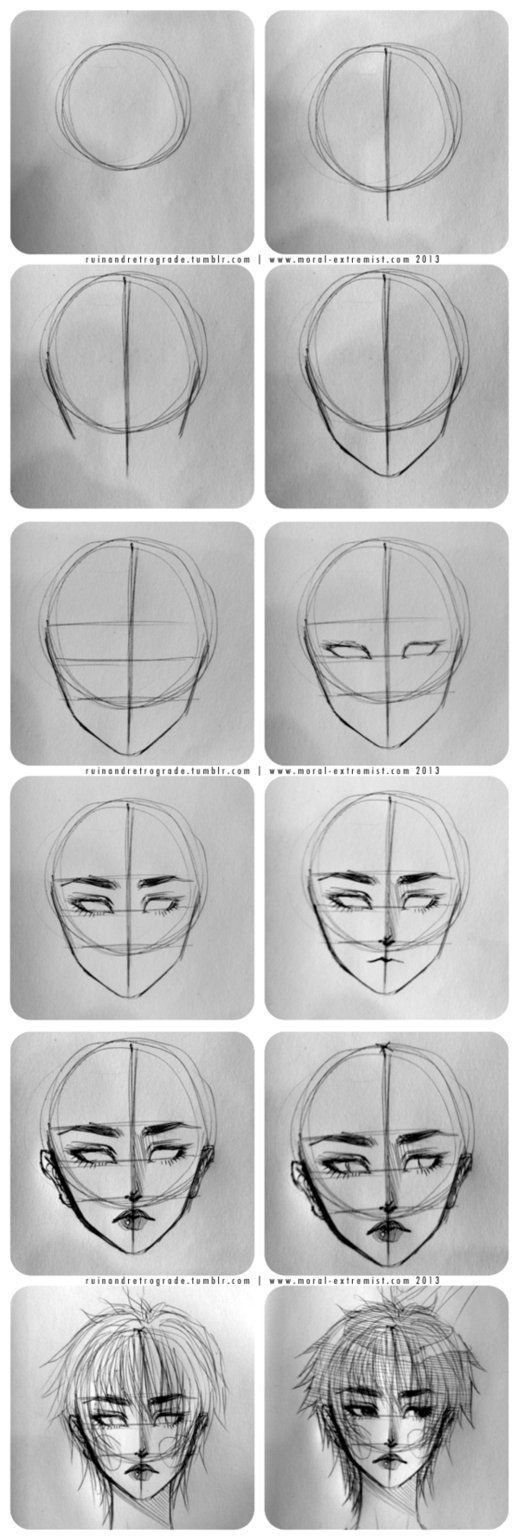 Ako Kresliť, Bahasa Jepun, Drawing Tutorial Face, Drawing Eyes, Drawing Hair, Drawing People Faces, Seni Dan Kraf, 얼굴 그리기, Drawing Heads