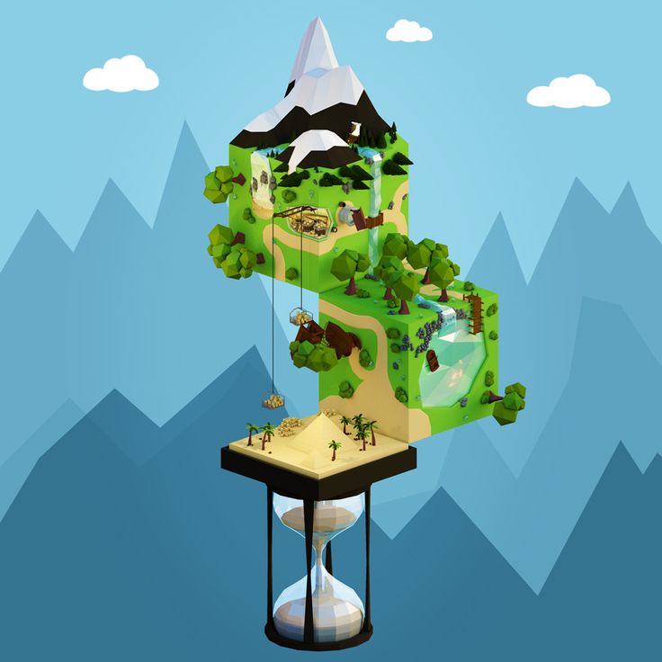 a stylized image of an island with trees and mountains in the background that is shaped like a map