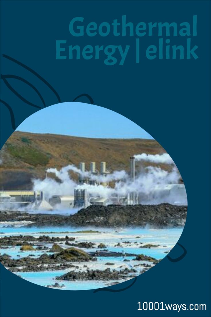 an image of geo thermal energy / link brochure with blue sky and mountains in the background