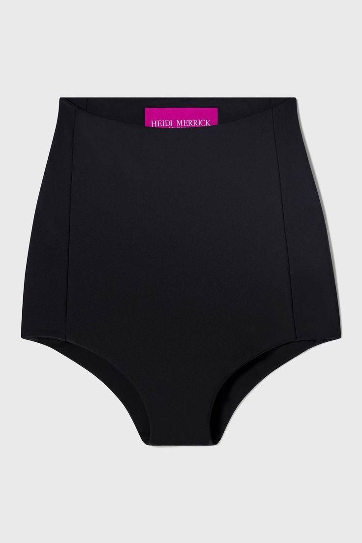 VICENT BOTTOM - BLACK | Heidi Merrick Sleek High Rise High Stretch Bottoms, Modern Stretch High Waist Bottoms, Modern High Waist Stretch Bottoms, Sleek Compression Elastane Bottoms, Modern High-waist Stretch Bottoms, Compressive High-waist Shapewear Bottoms, Smoothing Elastane Athleisure Bottoms, High Waist Black Micro-elastic Bottoms, High Waist High Stretch Elastane Swimwear