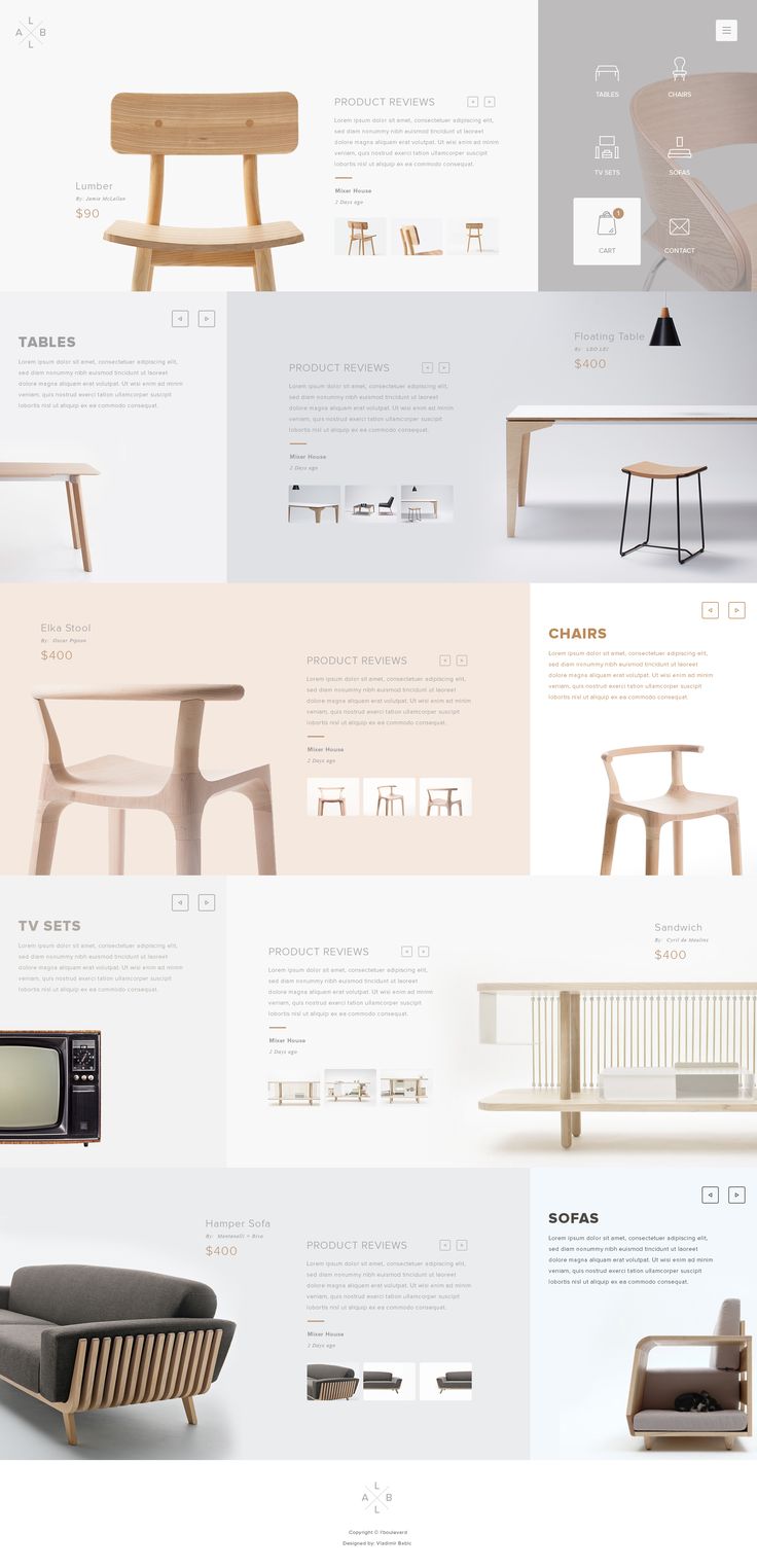 the website is designed to look like it has many different types of furniture