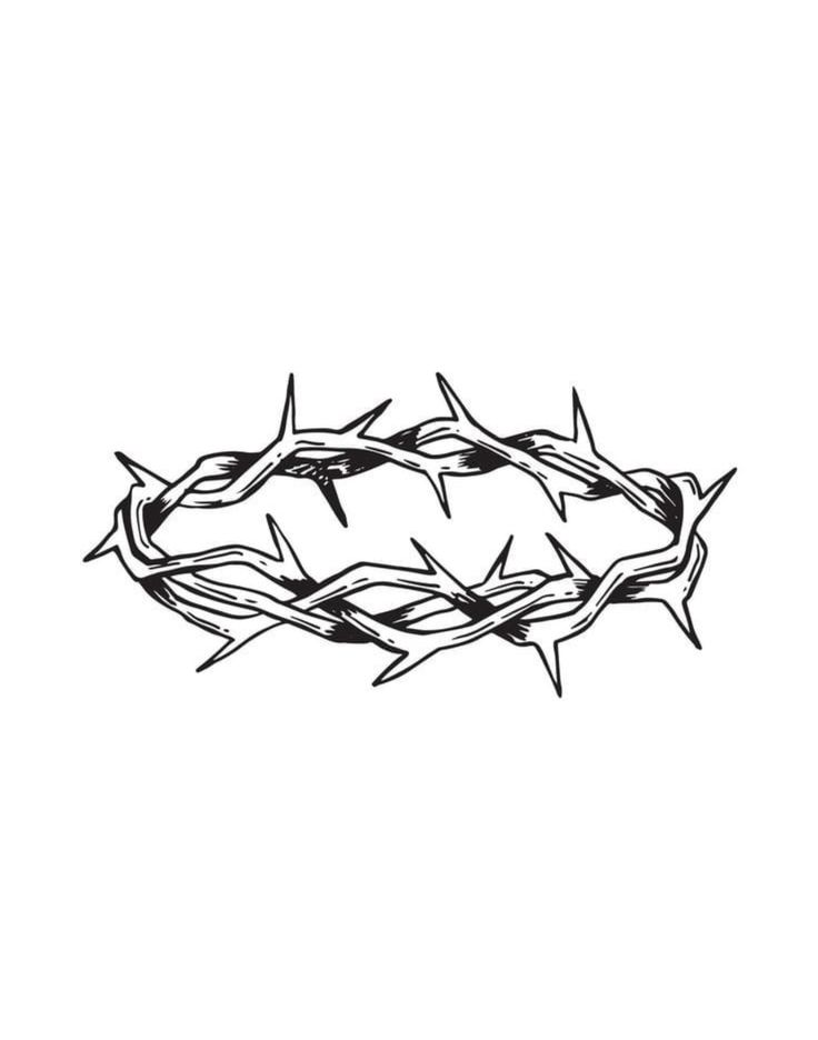 a black and white drawing of a crown of barbed wire