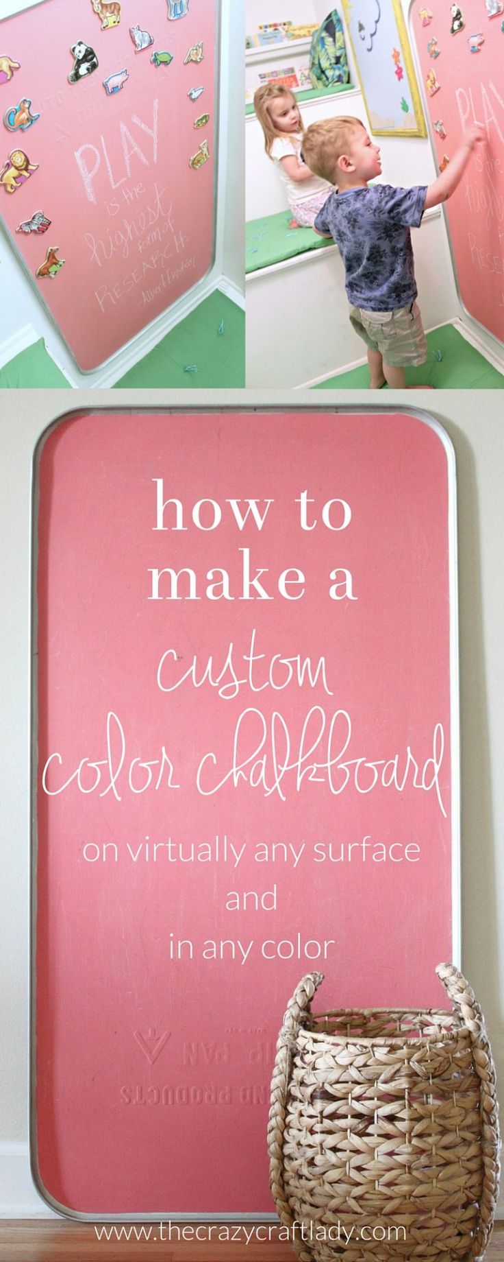 a pink sign with the words how to make a custom color chalkboard on it