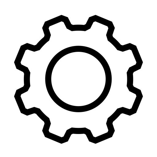 a black and white image of a cogwheel on a white background, it is easy to use