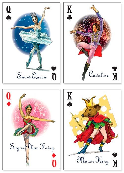 four cards with different pictures of ballet dancers