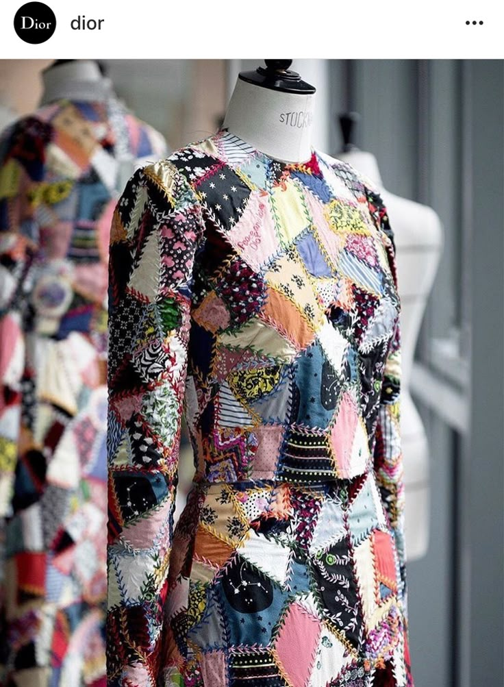 a dress made out of different colored fabrics