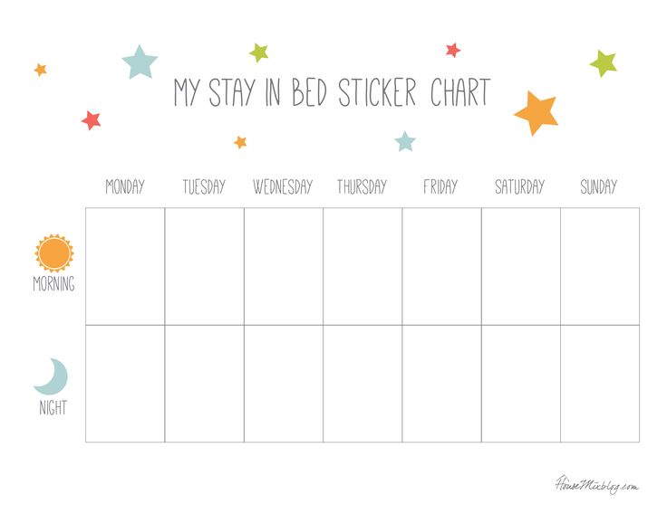 a printable bed sticker chart with stars and the words, my stay in bed stick