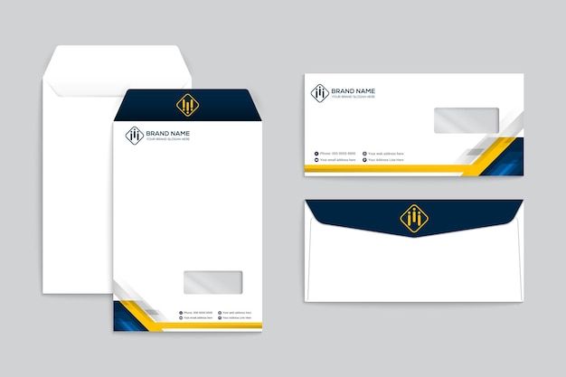 two envelopes, one with a business card and the other with a letterhead