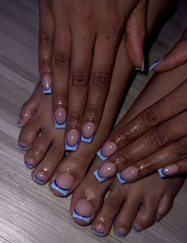 Blue Toe Nails, Gel Toe Nails, Milky Nails, Acrylic Toe Nails, Toe Nail Color, Acrylic Toes, Pretty Toe Nails, Cute Toe Nails, Blue Acrylic Nails