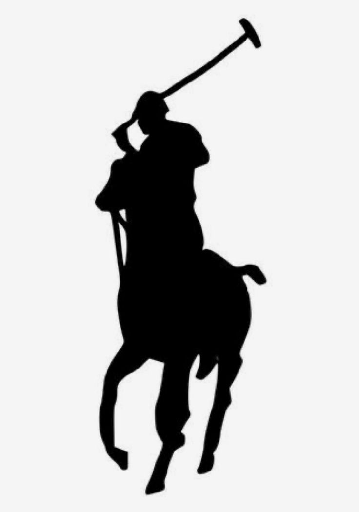 a black and white silhouette of a man on a horse with a golf club in his hand