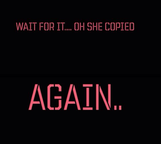 the words,'wait for it oh she copped again again'are shown in red