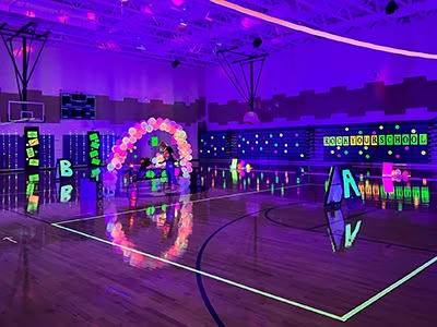 Neon Nights Dance Theme, Glow Party Ideas For School Dance, Neon Pep Rally Ideas, Elementary Glow Dance Party, Glow Pep Rally Ideas, Glow Dance Party Decorations, Pep Rally Ideas For Elementary School, School Glow Party Ideas, Glow In The Dark Pep Rally Posters