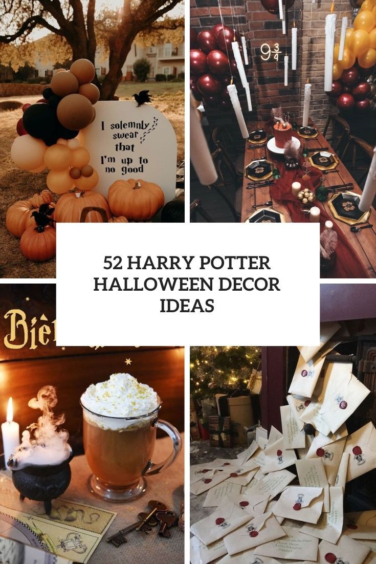 harry potter halloween decor ideas including pumpkins, candles and other things to make it look like