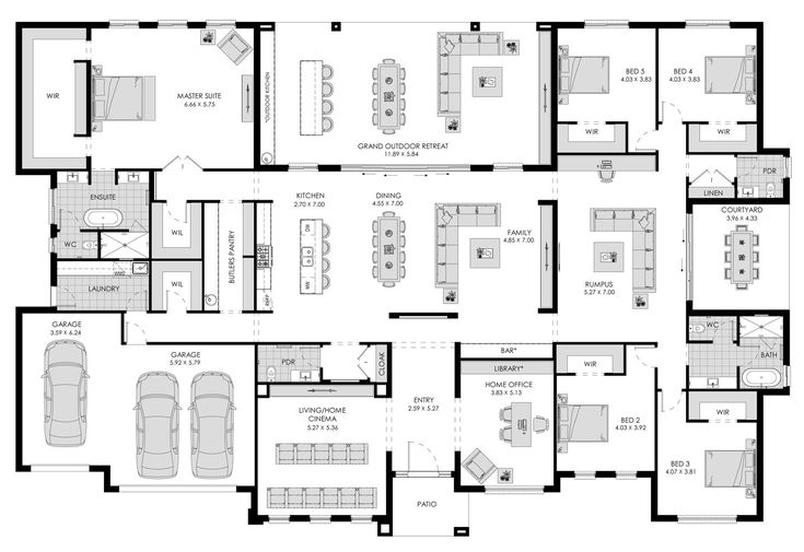 the floor plan for an apartment with three bedroom and two bathrooms, one living room