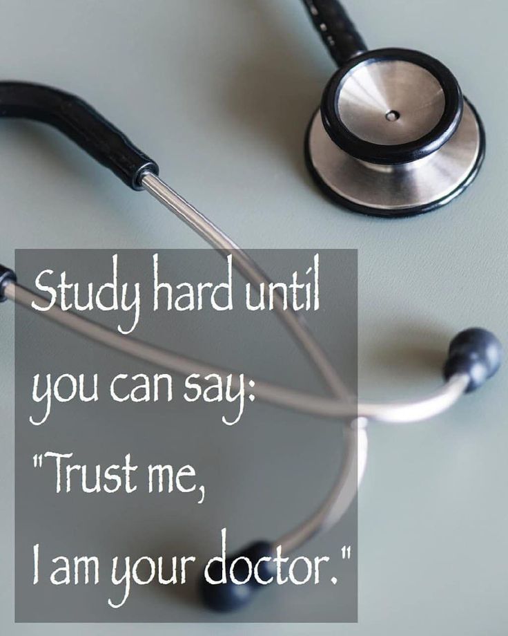 a doctor's stethoscope sitting on top of a table next to a card that reads, study hard until you can say trust me trust me i am your doctor