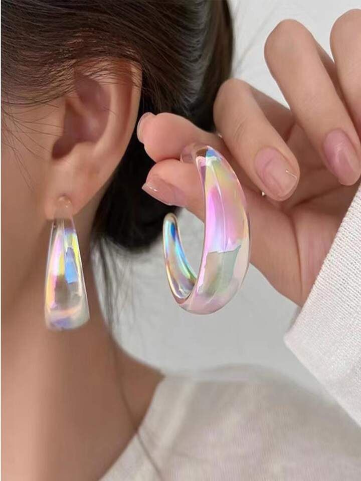 Large Drop Earrings, Sweet Jewelry, Light Weight Jewelry, Chunky Earrings, Teardrop Dangle Earrings, Alloy Earrings, Trendy Earrings, Mermaid Fashion, Fashion Korean