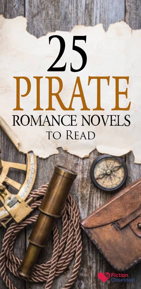 the cover of 25 pirate romance novels to read with an old map, compass and telescope