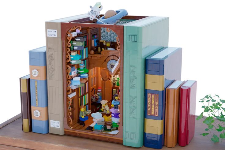 an open book case with many books on it