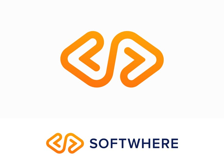 an orange and blue logo with the word software on it's left hand side