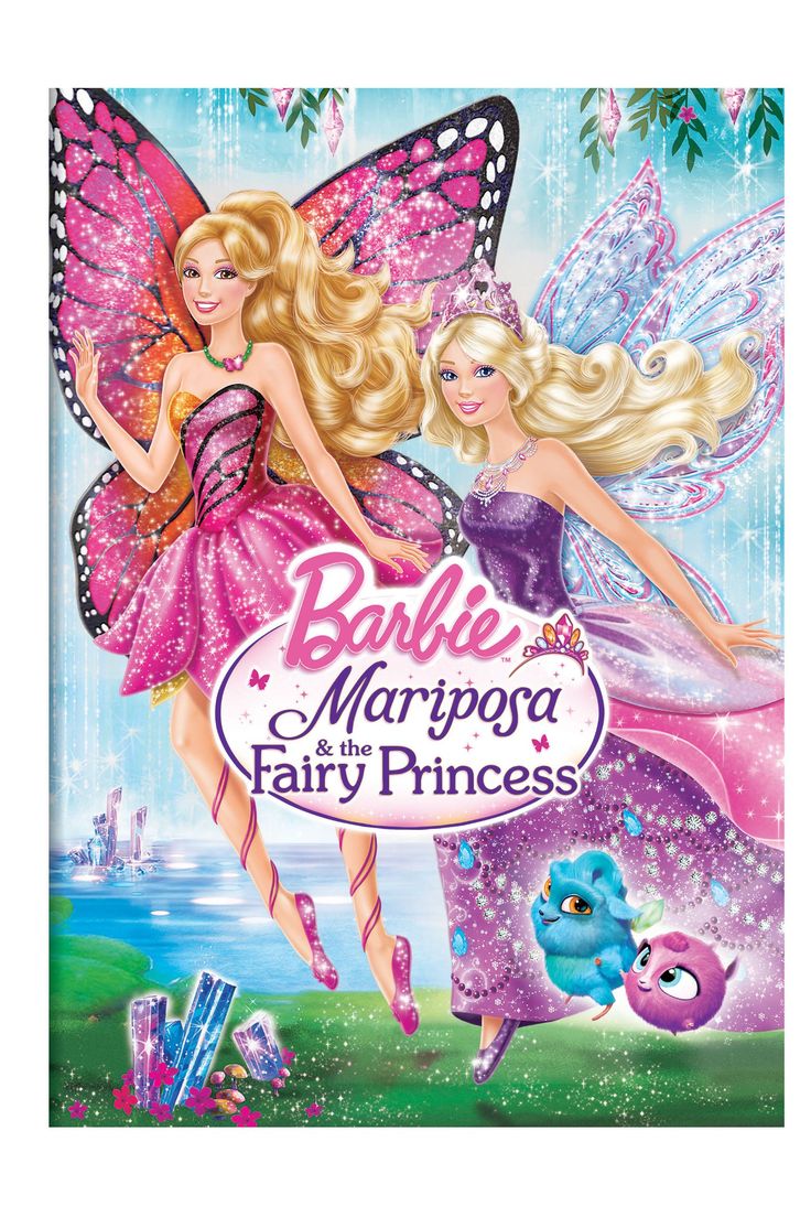 barbie and the fairy princess movie poster with two girls in pink dresses, one is holding a