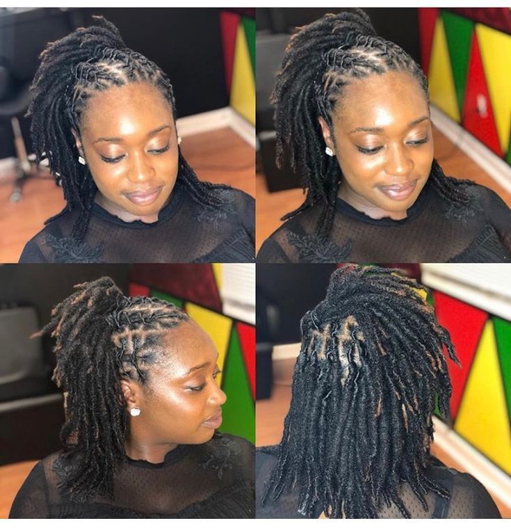 Half up/down Loc style | Short locs hairstyles, Faux locs hairstyles, Locs hairstyles Loc Side Styles, Half Up Loc Styles, Down Loc Styles For Women, Down Loc Styles, Style Short Locs, Medium Loc Styles Women, Hairstyles Faux Locs, Short Locs Hairstyles For Women, Loc Styles For Women