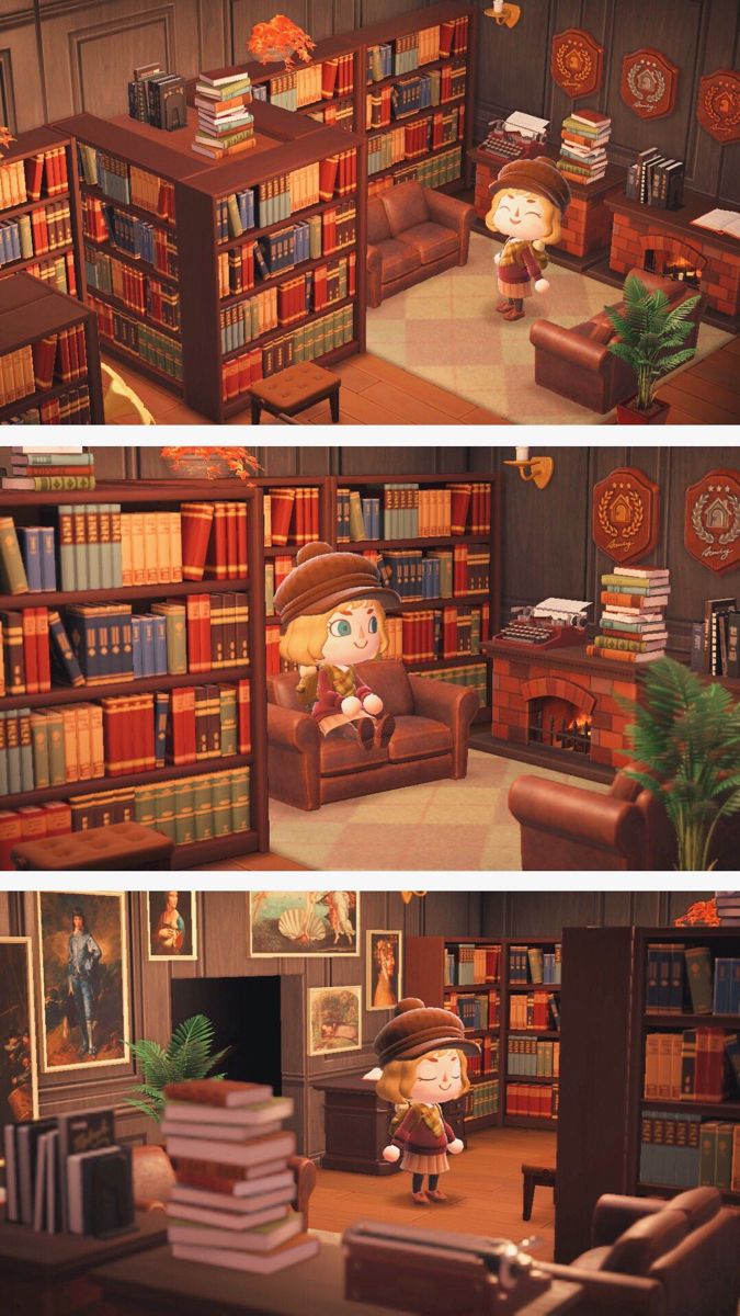 two pictures of the same room in animal crossing