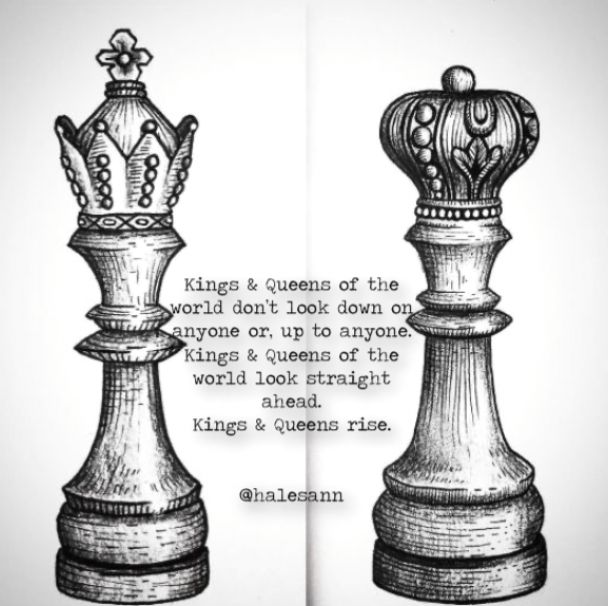 two pieces of chess are shown in black and white