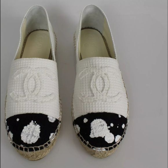 Chanel Espadrilles Authentic Chanel espadrilles. New never worn. Comes with the dust bag box and receipt. No trades CHANEL Shoes Espadrilles Trendy White Espadrilles With Woven Sole, White Slip-on Espadrilles With Rubber Sole, White Slip-on Espadrilles With Woven Sole, Trendy White Espadrilles For Spring, White Woven Sole Slip-on Espadrilles, Trendy White Slip-on Espadrilles, Trendy White Spring Espadrilles, White Leather Espadrilles With Woven Sole, White Espadrilles With Rubber Sole And Round Toe