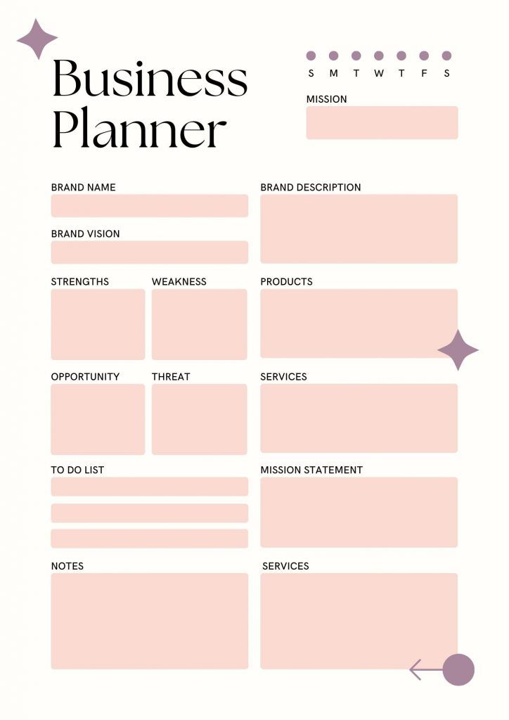 the business planner is shown in pink