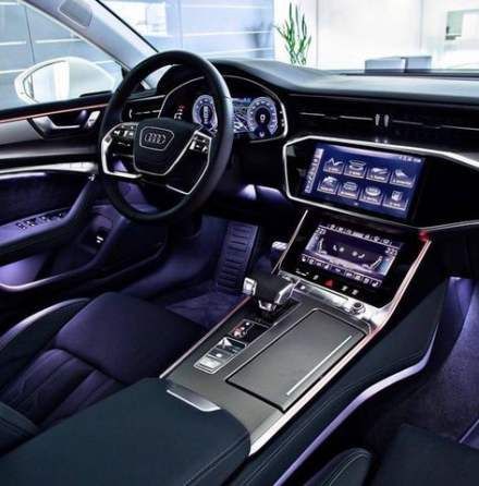 the interior of an audi car is shown