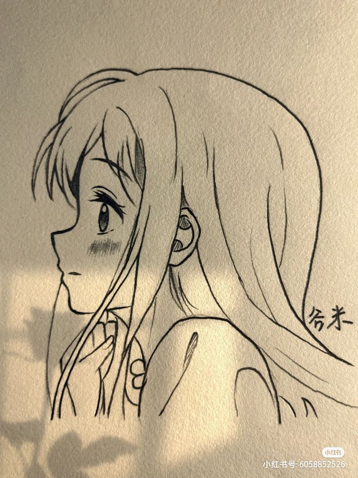 a drawing of a girl with long hair