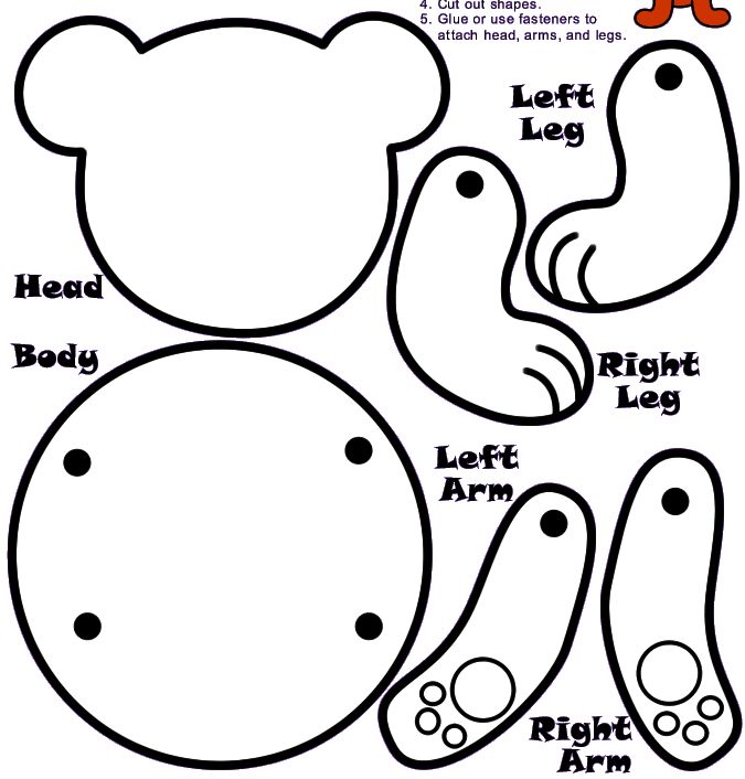 teddy bear cut out with instructions to make it