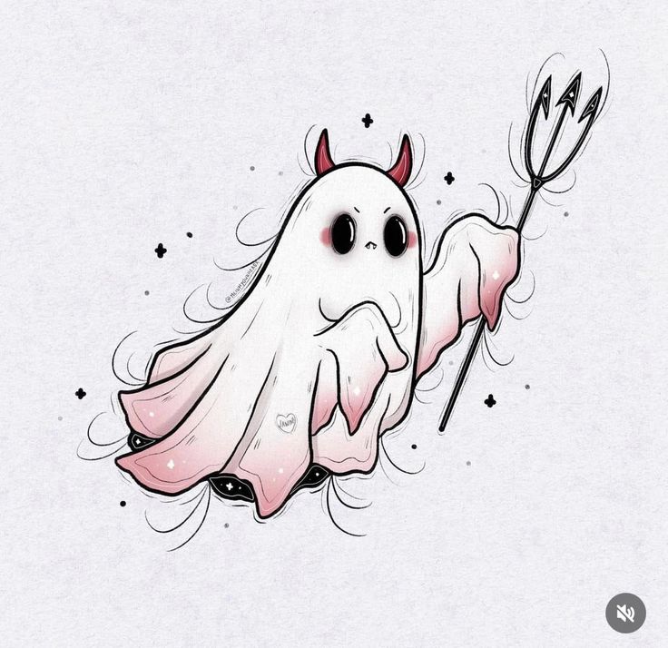 a drawing of a ghost with an arrow