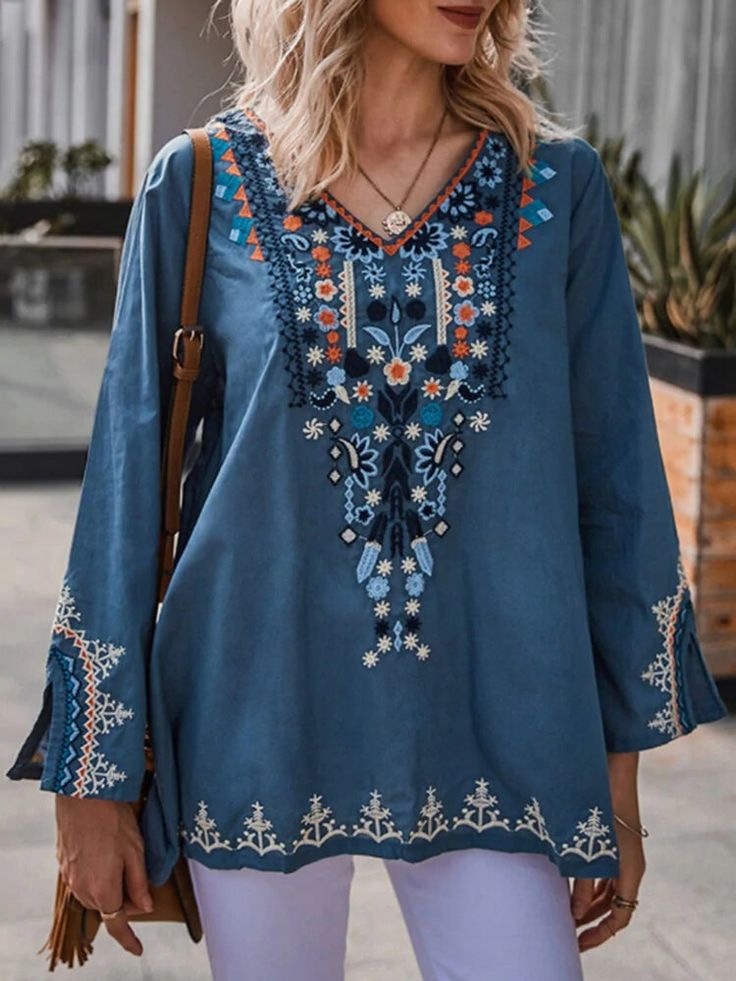 Product Name: Women's Bohemian Blouse Tribal Vintage Embroidery Floral Shirts Item NO.: zico_3463 Weight: 0.25 kg = 0.5512 lb = 8.8185 oz Category: Clothing> Women> Shirts/Blouse Creation Time: 2023-03-14 Edition type:LooseElasticity:No-ElasticityHem Type: Regular HemCollar/Neckline:V-NeckSleeve:Long SleeveThickness:Mid-weightDesign Elements: Embroidery FloralStyle: CasualMaterial:100%Polyester Washing Mode: Machine WashSize:S,M,L,XL,2XL,3XL,4XLWeight:250GTheme:Fit for Women's Spring Outfits/Aut Vintage Sleeves, Floral Embroidery Top, Bohemian Blouse, Floral Shirts, Aztec Fashion, Bohemian Blouses, Embroidery Top, Embroidery Floral, Spring Outfits Women