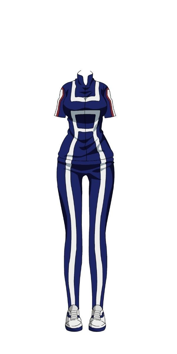 a drawing of a woman in blue and white striped jumpsuits with her hands on her hips