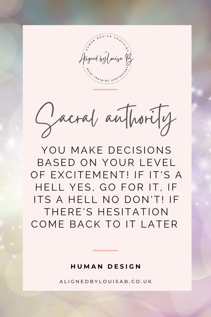 Human design authority is all about how you make decisions that are correct for you, if you have a sacral authority, it is often reffered to as an yes or no gut resonse to commit your energy to something. I feel it as a level of excitement to do something, if it's a hell yes go for it, if it's a hell no dont do it! And if there's some hesitation check in again later Sacral Authority, Healing Methods, Reiki Training, What Is Human, Human Design System, Holistic Therapies, Holistic Living, Yes Or No, Design Strategy